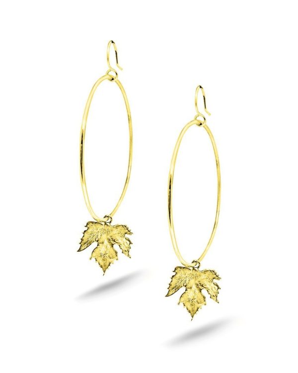 Boucles d'oreilles feuilles vignes plaqué or