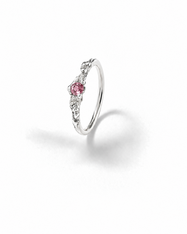 Mini bague Roche solitaire tourmaline rose